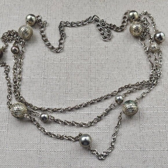 Women Necklace Long Chain Statement Silver Tone Fashion Jewelry - Picture 7 of 10